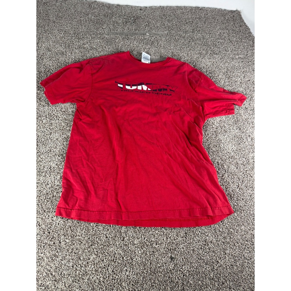 Tommy Hilfiger Denim Mens Red Graphic T-Shirt Short Sleeve Size Medium M
